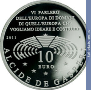 Full 10 evro 2011 goda 130 let so dnya rozhdeniya alchide de gasperi