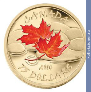 Full 75 kanadskih dollarov 2010 goda klenovye listya osen