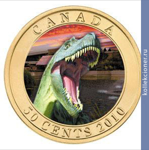 Full 50 kanadskih tsentov 2010 goda eksponat dinozavr
