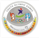 Thumb 5 singapurskih dollarov 2010 goda yunosheskie olimpiyskie igry 2010 goda v singapure